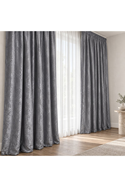 Mastel Set 2 draperii black-out culoare gri argintiu