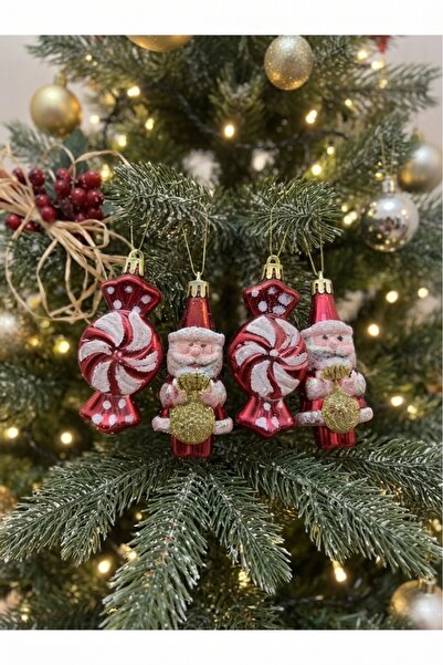 Deniz Party Store Christmas Acetate Boxed Candy Santa Claus Tree Ornament 4 Pcs
