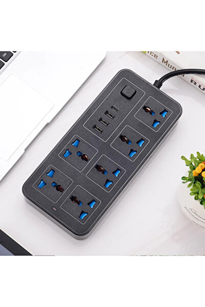Choice6 AU Black-6O Universal Plug Power Multi Tap EU US UK AU Outlet Power S...