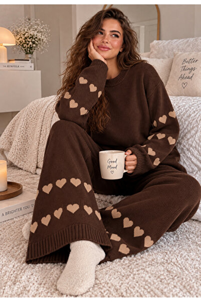 TOFAN TRİKO ΣΕΤ OVERSIZE ΜΕ ΛΕΠΤΟΜΕΡΕΙΑ ΚΑΡΔΙΑΣ