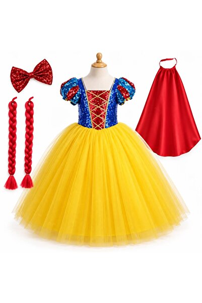 Peonia Kids زي حفلات للأطفال من سنو وايت، زي للفتيات مع تاج وعباءة لتسريح الش...