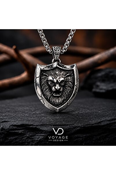 voyageaccessory قلادة الملك الأسد من الفولاذ المقاوم للصدأ مع تفاصيل مزخرفة