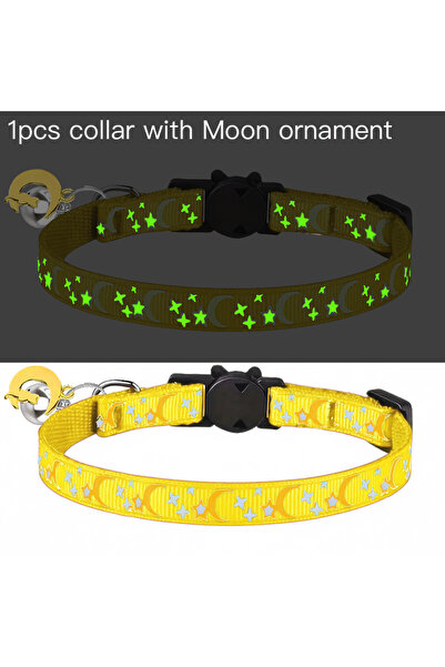 Choice13 Yellow with Moon Pet Collar Cat Dog Gold Color Stars and Moon Pet Co...