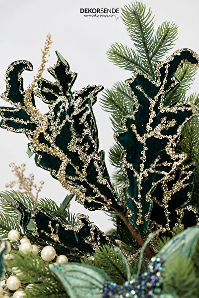 Dekorsende Artificial Stone Velvet Leaf Branch Green 70 cm