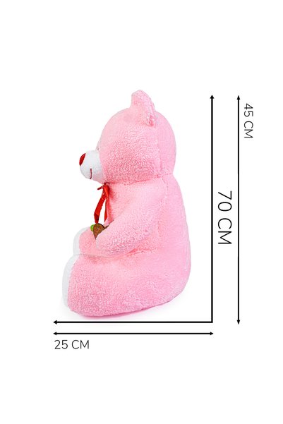 Özgüner Oyuncak 75 Cm Cute Teddy Bear Holding a Rose in Her Hand (You Are Good)