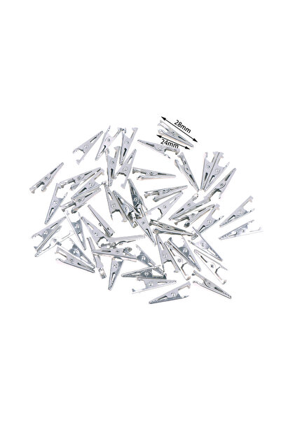 Choice 28mm 50PCS Crocodile Clips Mini Alligator Clips Mini Silver Metal Alli...