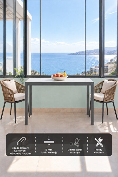 SEHPOL Balkon Masası 120 x 45 CM (Açık Gri - Antrasit)