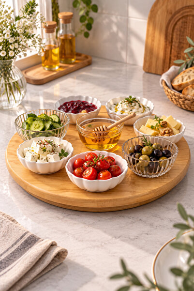 YzHome Bambu Döner Standlı 29 cm Lüx Sunum Tabağı Tabak SADECE TABAK