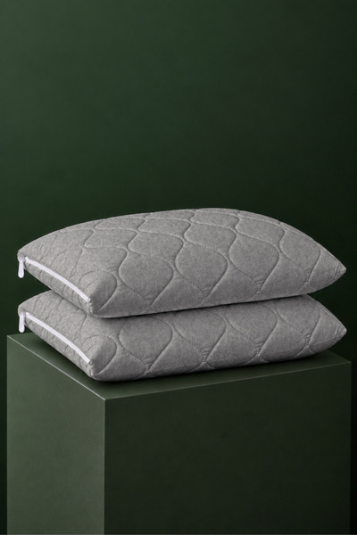 vivamaison Quilted Liquid-Proof Pillow Mattress Cover 50X70 2-Pack Melange Gray