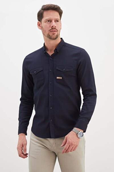 Fulla Moda Çift Cepli Regular Fit Uzun Kol Gömlek