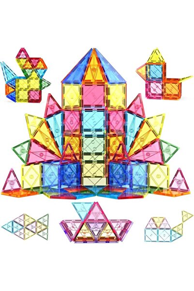 GENERAL ASOK Magnetic Building Tiles 80PCS 3D Magnetic Building Blocks for Ki...