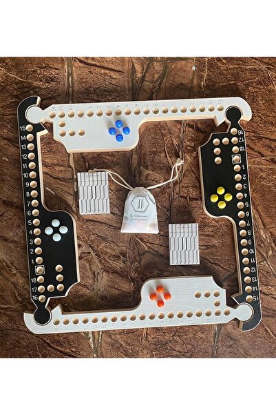 JackarooJoker Wood Board Game (3,4,5,6,7,8 Players) Jakaro with Marbles and C...