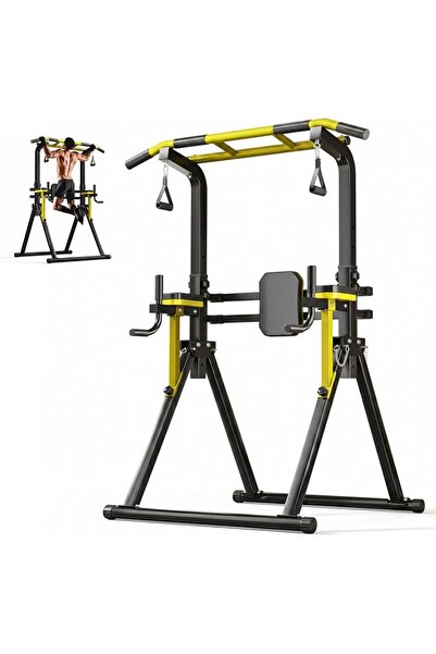 ANGJU Power Tower Pull Up Bar Free Standing - 10-Level Adjustable Height Dip ...