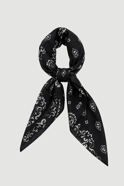 Gusto Retro Shawl Patterned Cotton Scarf - Black