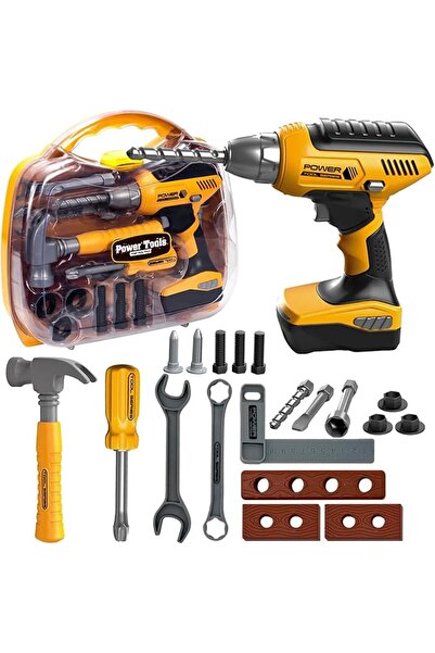 TERRIFI Pretend Play Kids Construction Tool Set with Electronic Toy Drill, Co...