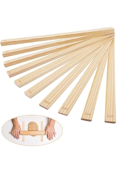 EXCEFORE 10 Pcs Pottery Teaching Rolling Mud Stick Guide Set, 5 Size Mudboard...