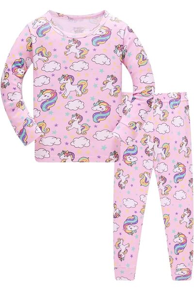 GENERAL Girls Pyjamas Sets Children Pajamas Cotton Long Sleeve PJs 2-Piece Sl...