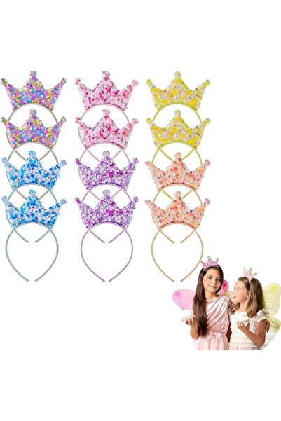 SYOSI Sequin Crown Headband, 12 Packs Glitter Headbands Princess Party Favors...
