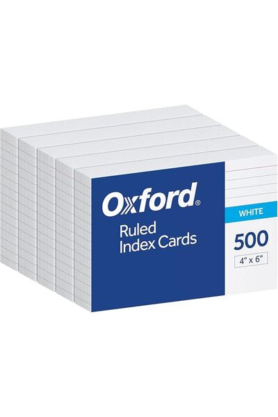 Oxford Index Cards, 500 Pack, 4x6 Index Cards, Ruled on Front, Blank on Back,...