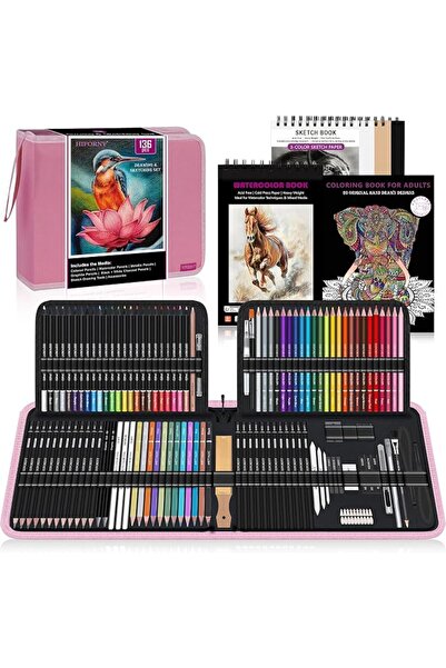 GENERAL HIFORNY 136 PCS Drawing & Sketching Set,Pro Art Supplies with Graphit...