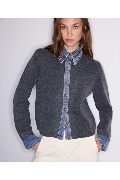 İpekyol Çift parça görünüm denim mix triko