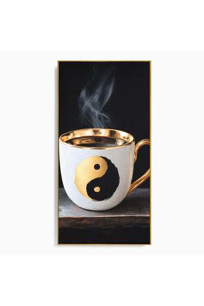 Luxcanva Tablou Canvas Cana Zen 50x100 cm cu Rama Auriu Cana Yin Yang Zen