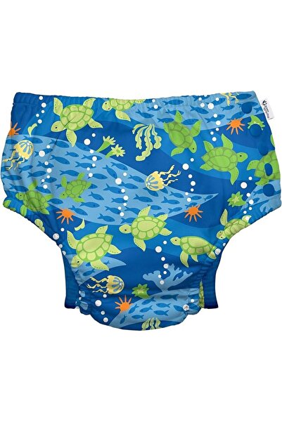 Green Sprouts Snap Reusable Absorbent Swimsuit Diaper-Royal Blue Turtle Journ...