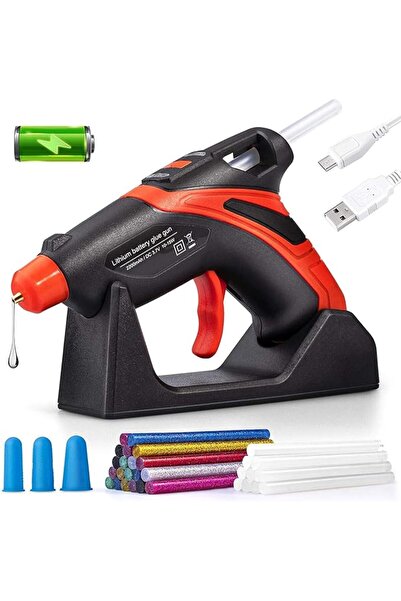 TERRIFI Cordless Hot Glue Gun,Fast Preheating Hot Glue Gun Kit with 30 Pcs Gl...