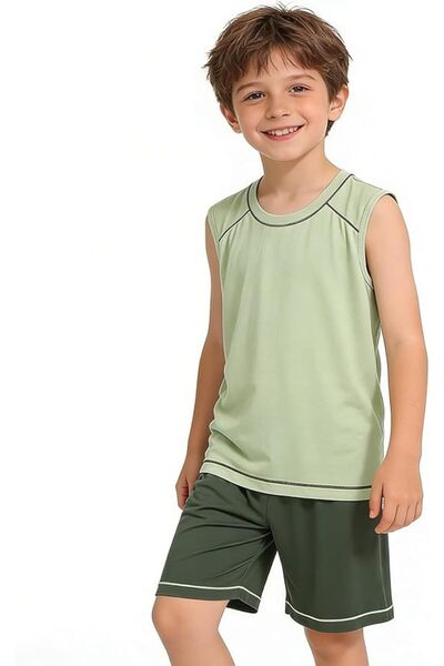 ZONEY Kids Toddler Boys 2 Piece Summer Outfits Casual Color Block Sleeveless ...