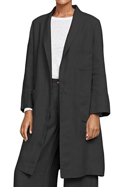 GENERAL IDEALSANXUN Womens Long Cotton Linen Blazer Casual Lightweight Spring...