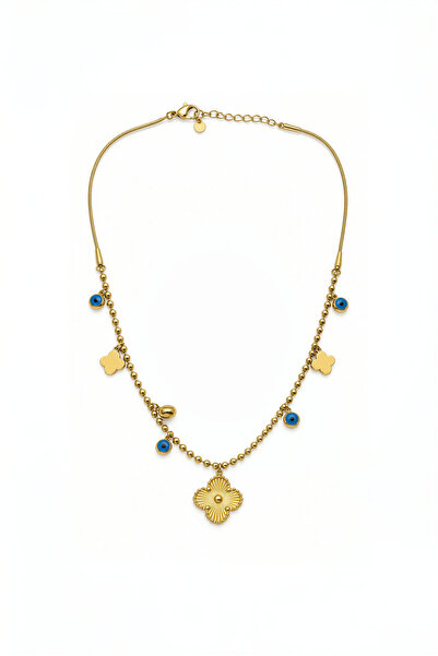 JewelsofHope Stainless Steel Evil Eye Beaded Clover Detailed Women's Necklace...