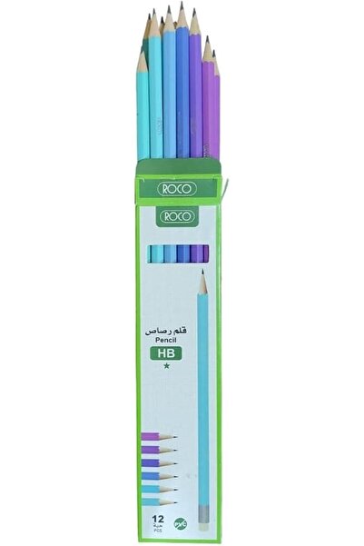 Roco Assorted Colors HB2 Premium Hexagonal Blue Pastel Pencil 12-Pieces Set