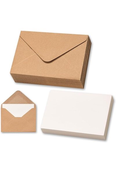 KASTWAVE 50 Sets Mini Kraft Envelopes and Blank Cards for Gift Certificates, ...