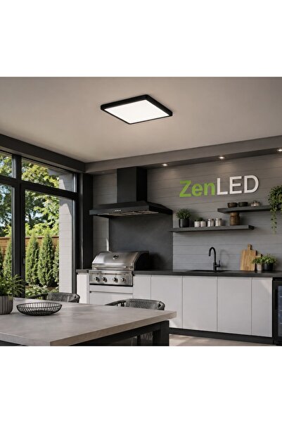 Zen Led Plafonieră/Corp de iluminat LED de perete 24W, pătrată, carcasă neagr...