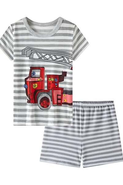 GENERAL Boys Pyjama Set Short Sleeve T-Shirt & Shorts Loungewear Striped PJs ...