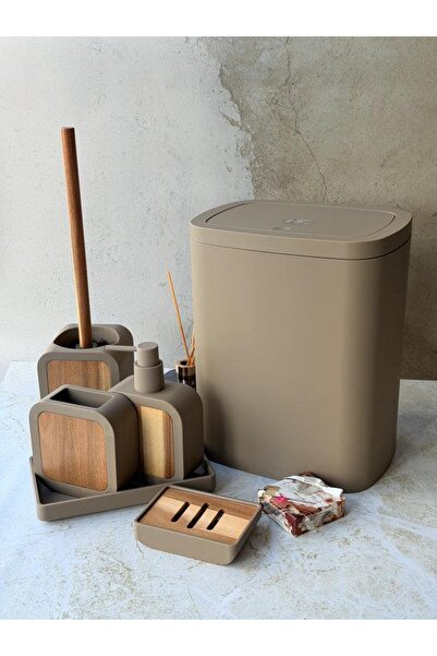 ROSSEV Bathroom Set 6 Pieces Beige Acrylic Miranda