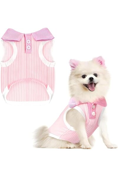 KASTWAVE Dog Tshirts for Small Dogs Pink Polo Shirt Stretchy Dog T Shirt Brea...