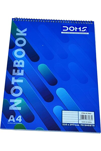 doms Top Spiral Single Line 70 Sheets Notebook, A4 Size