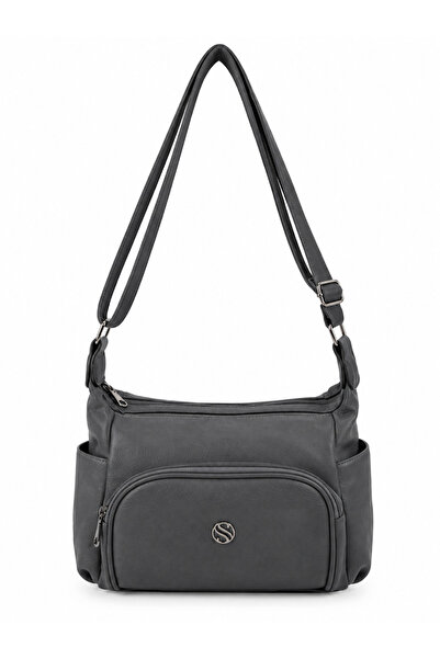 Sanmorris Women's Adjustable Cross Strap Multi-Compartment Faux Leather Shoul...