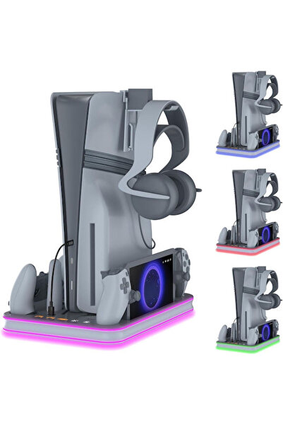 Jys Βάση Φόρτισης PS5 PS5 Slim & PS Portal με Ψύξη RGB Jys-p5225 Γκρι