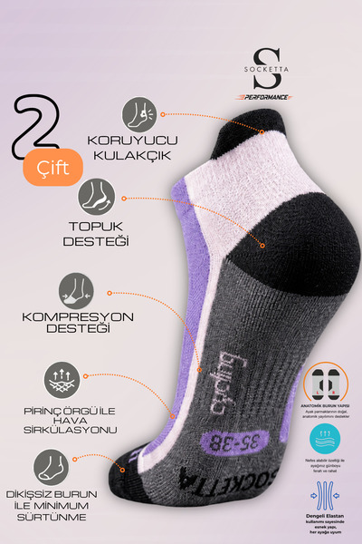 Socketta 2-Piece Black/Purple Unisex Seamless Flexible Lightweight Anatomical...