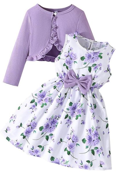 Yanmucy Little Girls Dresses with Cardigan Sets 2PCS Baby Girls Floral Dresse...