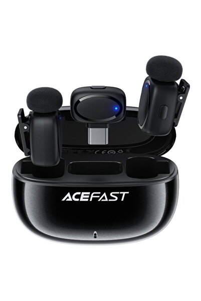Acefast ميكروفون لافالير لاسلكي R2 - أسود