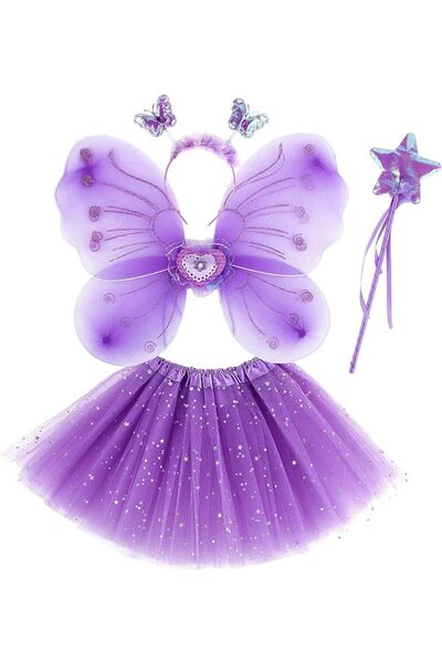 EXCEFORE Girl's Butterfly Costume Set, Girls Fairy Princess Dress Up Include ...