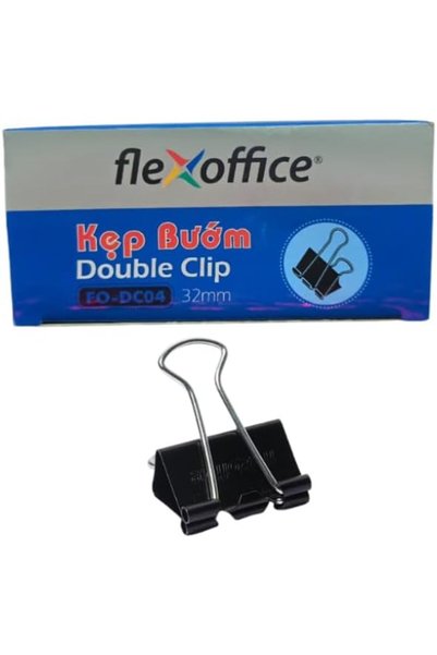 FLEXOFFICE FO-DC04 Butterfly Double Clip 12-Pack, 32 mm Size