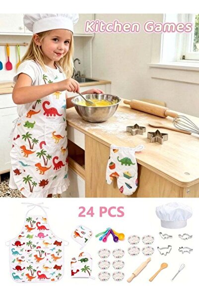 Generic Kids Chef Set, Kitchen Pretend Toys for Girls, Kids Apron and Chef Ha...
