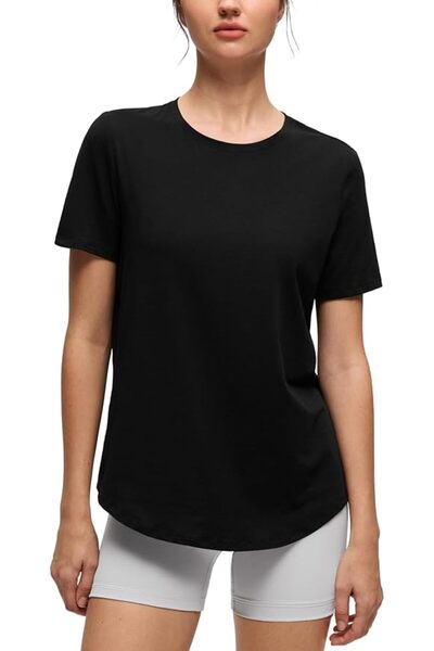 GENERAL C R Z Yoga Women's Pima Cotton Short Sleeve Loose Fit Workout Shirts ...