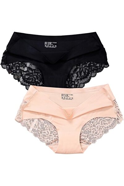 Dress Cici Seamless Underwear for Women, Ladies Lace Brief No Show Panties 2P...