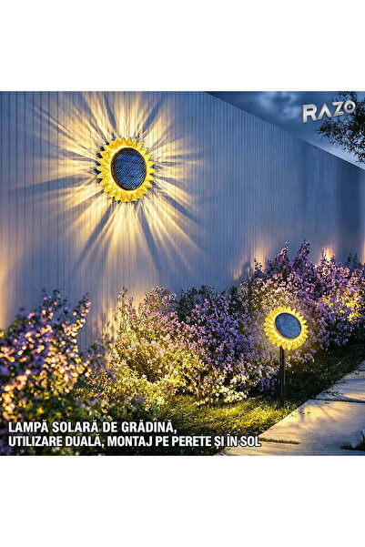 MODALITE Lampă solară LED floarea-soarelui 2 în 1, IP65, pentru perete și sol...
