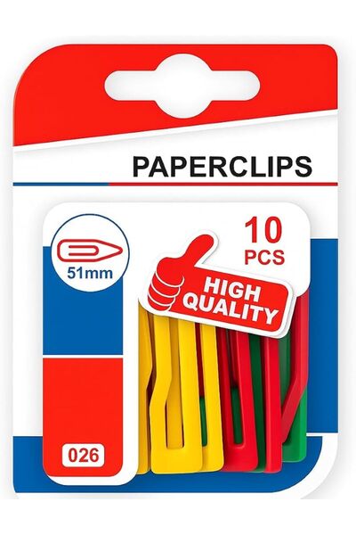 fitto 10 Pieces Paper Clips 51mm Assorted Plastic Coated
